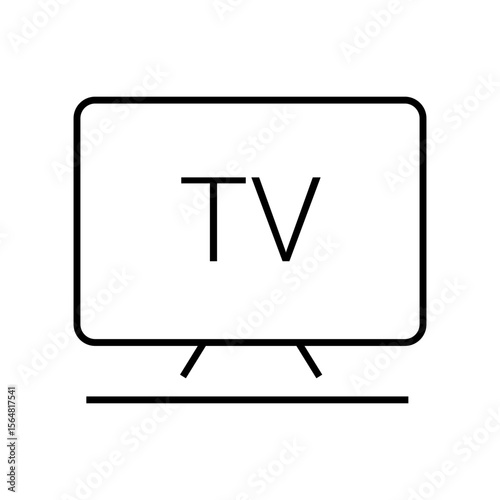 Outline icon of LED television. Used for entertainment, home media, smart TV concepts, and digital display. Editable stroke, vector illustration.