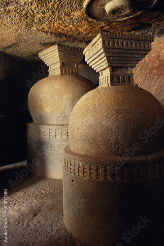 Rock cut Stupas, Bhaja caves, Mahavali, Pune, Maharashtra, India 