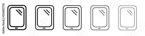 Tablet icon thin line outline set or collection