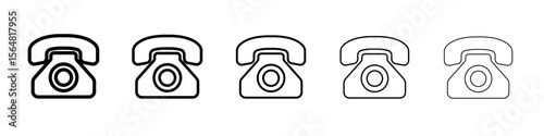 Telephone icon thin line outline set or collection