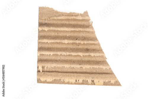 Ripped cardboard paper scraps. Piece of torn cardboard isolated on white background. damaged carton top view. Kraft paper. clipping path.