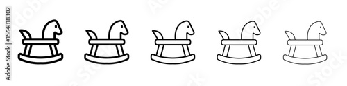 Toy horse rocking chair icon thin line outline set or collection