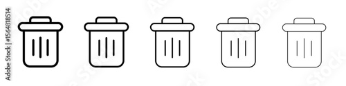 Trash icon thin line outline set or collection