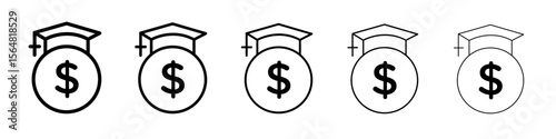 tuition fee icon thin line outline set or collection