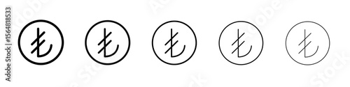 Turkish lira icon thin line outline set or collection
