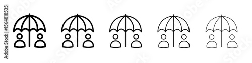 umbrella sharing icon thin line outline set or collection
