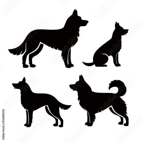 Clean Vector Design of Four Canine Shapes - Silhouette Pack