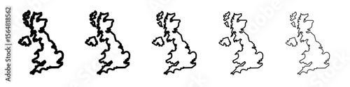 united kingdom map icon thin line outline set or collection