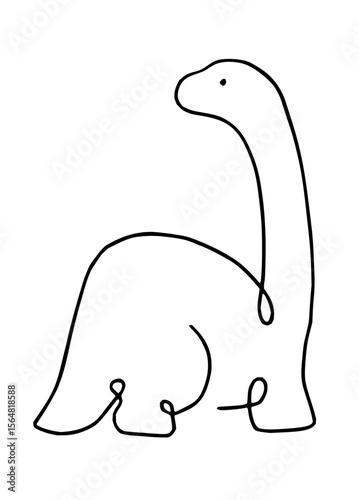 Minimilist continuous line drawing of a brontosaurus with a long neck and small eye in a minimalist style art vector