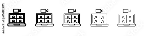 Video conference icon thin line outline set or collection