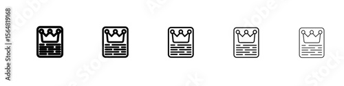 VIP text with crown icon thin line outline set or collection
