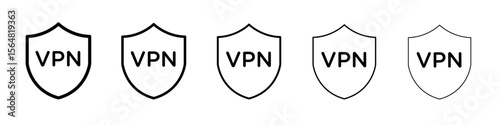 VPN icon thin line outline set or collection