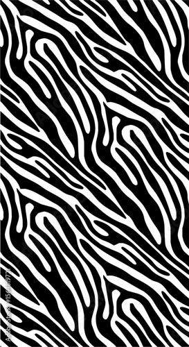 Minimilist a black and white zebra stripe pattern creating a seamless and visually striking animal print design effect vector