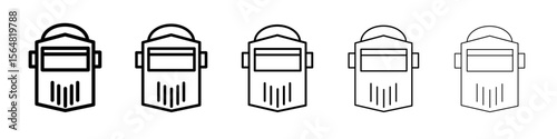 welding shield cover icon thin line outline set or collection