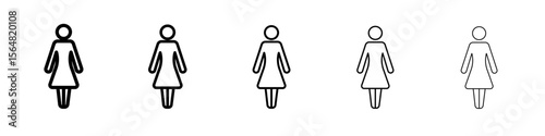 Woman icon thin line outline set or collection