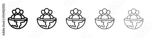 Worls population icon thin line outline set or collection