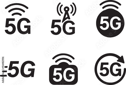 Set of 5G logo icon