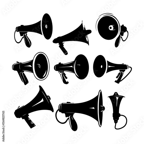 Megaphone Silhouettes Clipart White Background