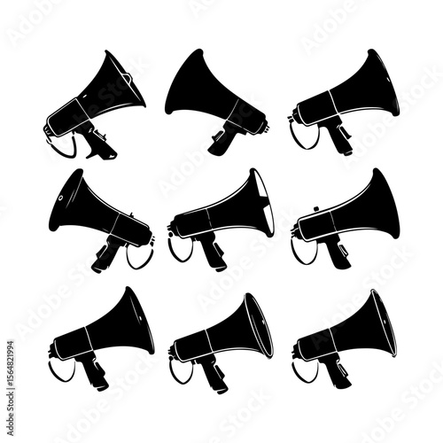 Broadcast Megaphone Silhouettes Clipart