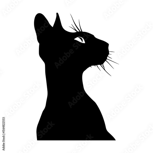 Hairless Peterbald Cat Silhouette Clipart Design