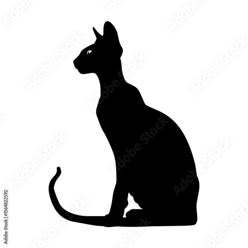 Peterbald Cat Black Silhouettes Set Clipart