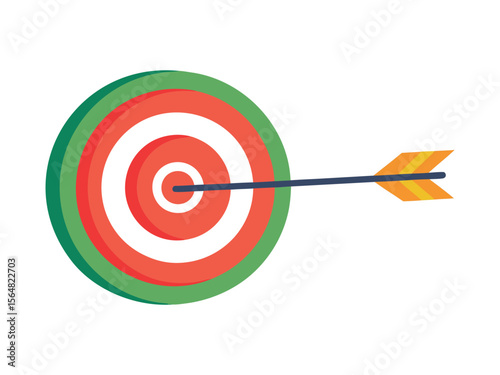 A single arrow hitting the bullseye in the center of a target with concentric circles
