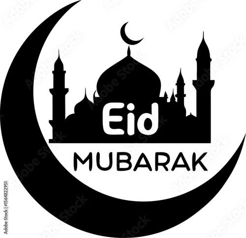 Elegant vector silhouette of a mosque and Taj Mahal, iconic architecture and travel symbols