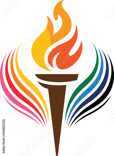 Colorful Torch with Abstract Wings