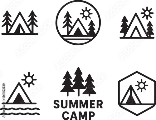 set of Summer Camp logo icon