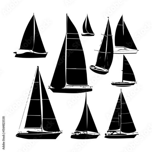 Sailboat Black Silhouette Vector