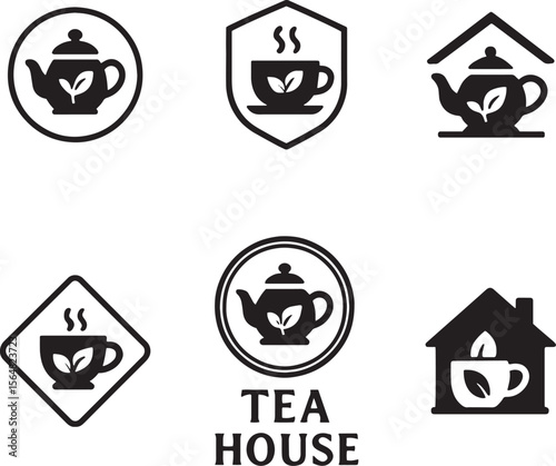 Set of Tea House icon logo