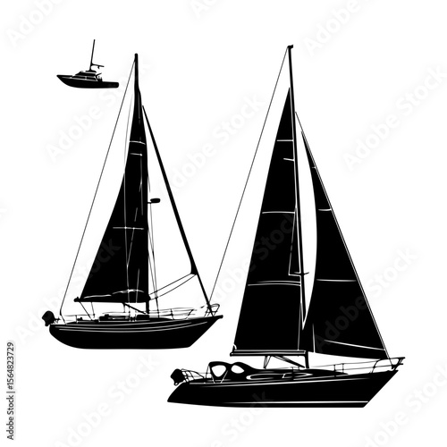 Sailboat Black Vector Graphics