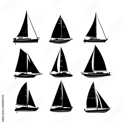 Sailboat Silhouette Icons