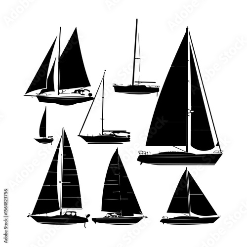 Sailboat Black Shape Silhouettes