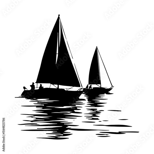 Sailboats Vector Silhouette Set