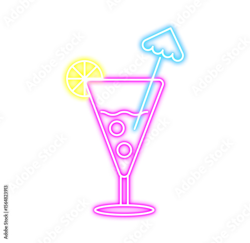 Neon Cocktail Icon Illustration