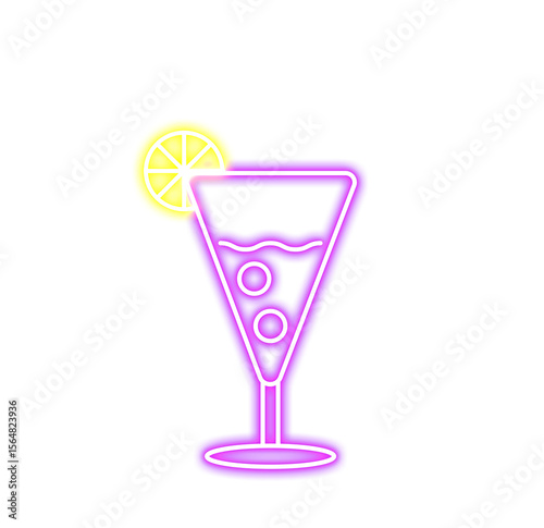 Neon Cocktail Icon Illustration