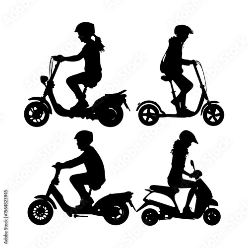 Scooter Silhouette Clipart Set