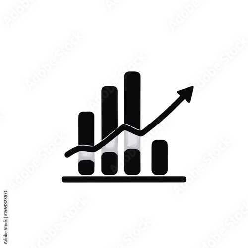 Flat icon of a bar chart, growth and statistics