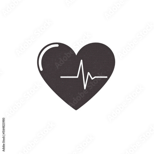 Flat icon of a heart symbol with heartbeat line