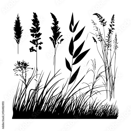 Minimal Seamless Grass Silhouette Art