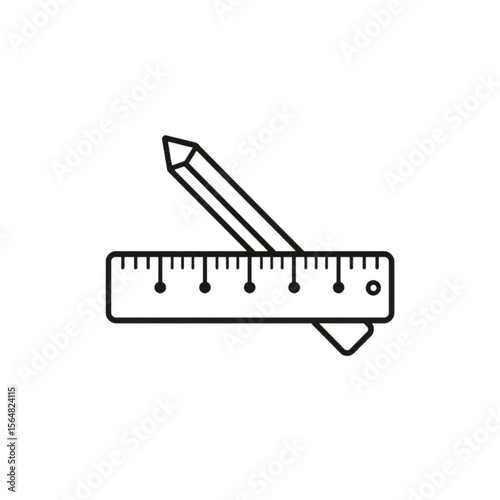 Flat icon of a pencil and ruler, design tools
