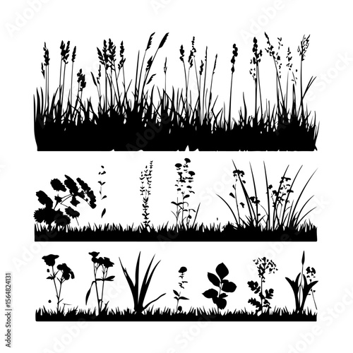 Green Grass Silhouette Pattern Vector