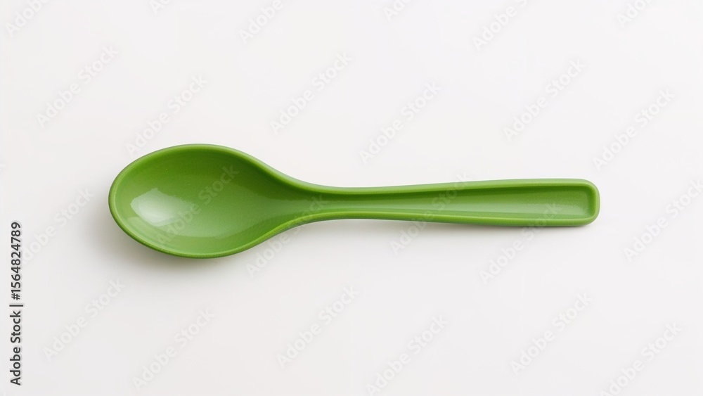 Eco-friendly green plastic spoon on white background Eco-friendly green plastic spoon on white background