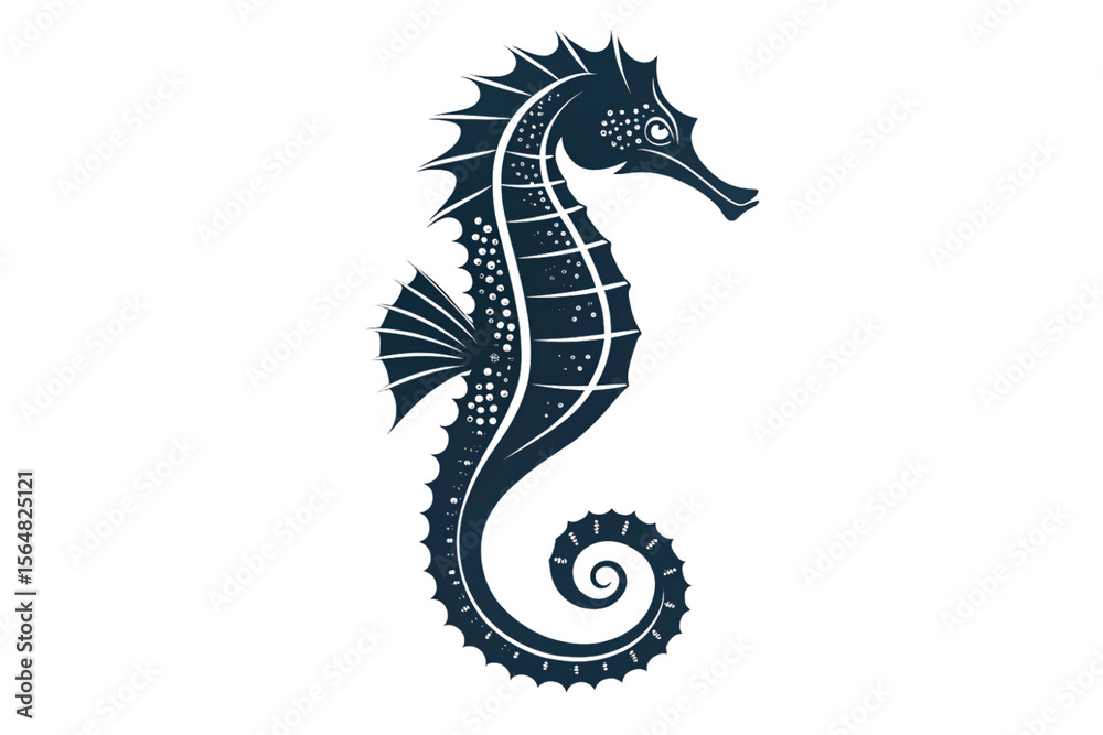 Obraz premium Elegant Sea Horse Illustration Marine Life Vector Graphic, Ocean Animal Design, Underwater Creature Art