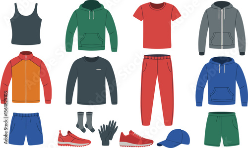 Collection of Casual Apparel Tank Top, Hoodies, TShirt, Tracksuit, Shorts, Shoes, Socks, Gloves, and Cap