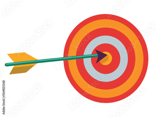 A single yellow arrow accurately hits the bullseye of a red and yellow target
