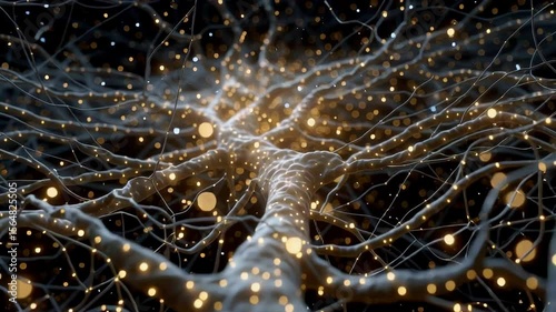 A microscopic, immersive journey through a dense forest of neurons. 