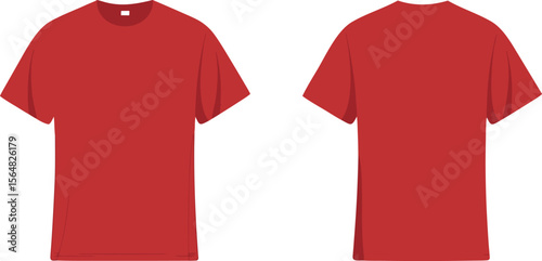 Isolated Red TShirt Front and Back View Apparel, Clothing, and Style Design