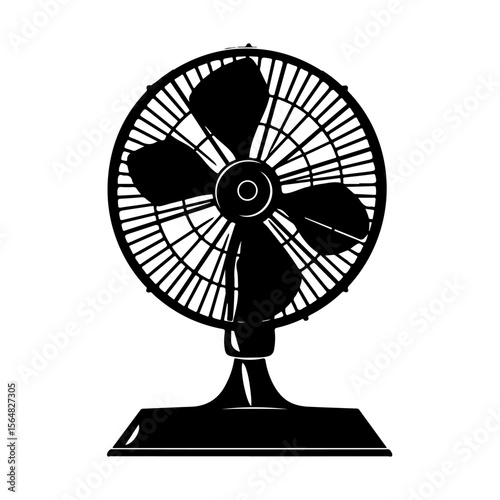 Table Fan Vector Silhouette Clipart White Background